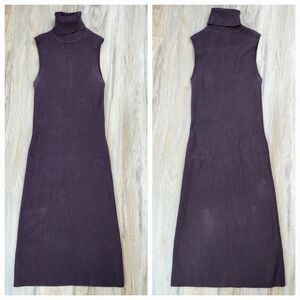 ☔️🔹️Victoria's Secret Moda Int'l Brown Ribbed Turtleneck Sleeveless Dress Small